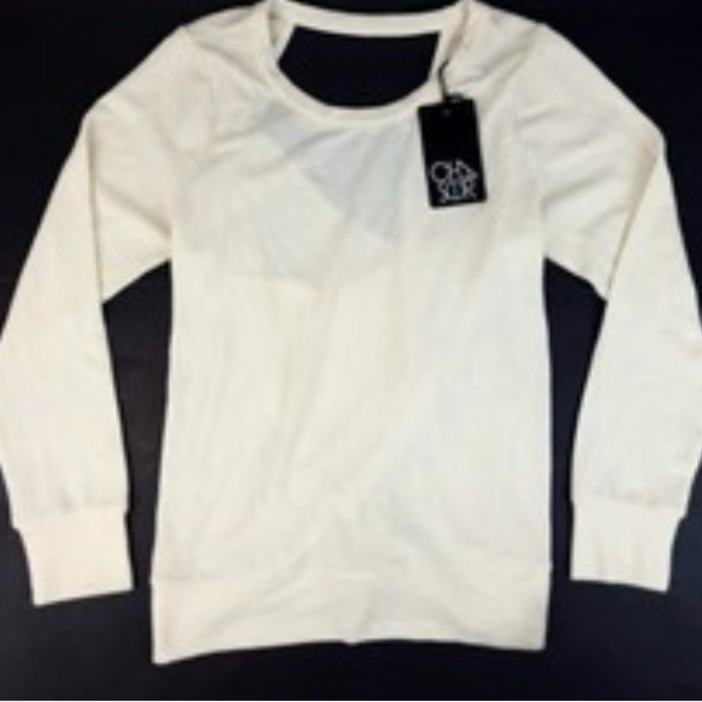 Cha Sor Womens Medium Sweater Top Ivory Long